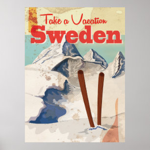 Affiche de voyage vintage en Suède