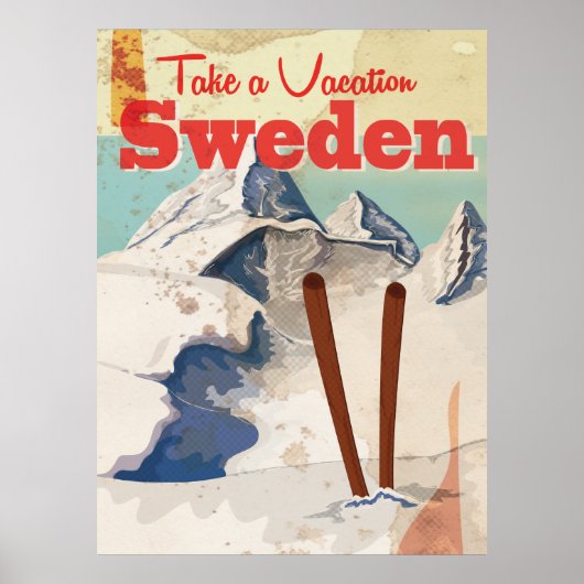 Affiche de voyage vintage en Suède (Devant)