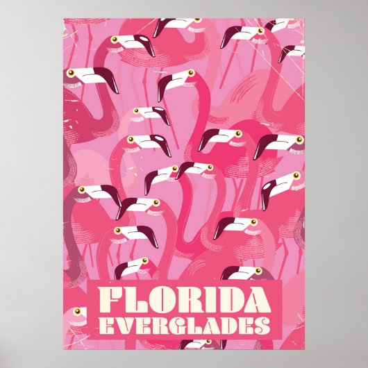 Affiche de voyage vintage flamant des Everglades d (Devant)