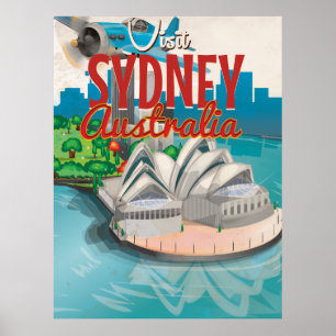 Affiche de voyage vintage Fly to Sydney, Australie