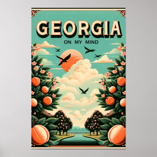 Affiche de voyage Vintage Georgia Peach (Devant)