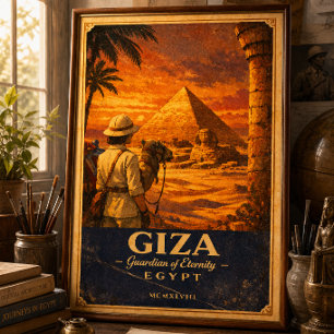 Affiche de voyage vintage Gizeh Égypte Pyramide
