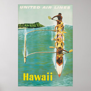 Affiche de voyage vintage Hawaï United Air Lines