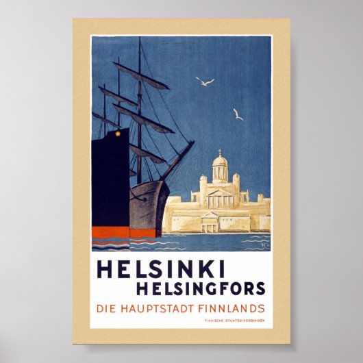 Affiche de voyage vintage Helsinki restaurée (Devant)