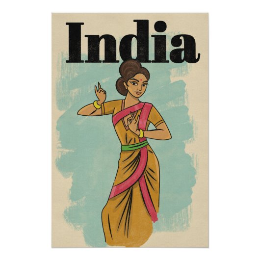 Affiche de voyage vintage Inde (Devant)