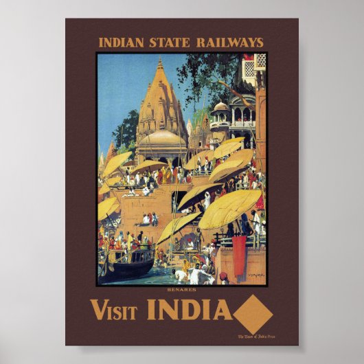 Affiche de voyage vintage Inde Varanasi Ganges ann (Devant)
