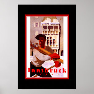 Affiche de voyage vintage Innsbruck Tyrol Ski