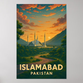 Affiche de voyage vintage Islamabad Pakistan