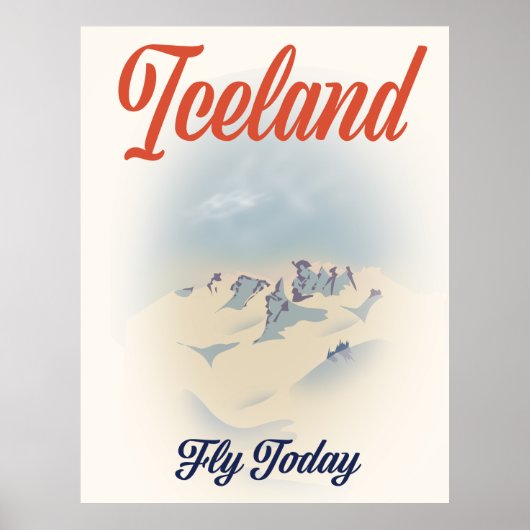 Affiche de voyage vintage Islande "Fly Today" (Devant)
