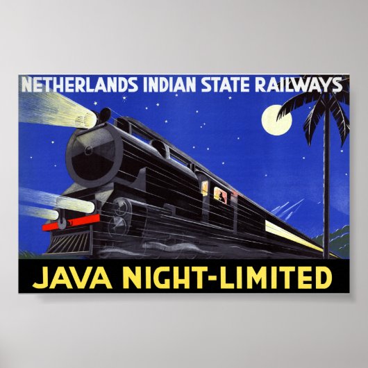 Affiche de voyage vintage Java Indonésie restaurée (Devant)