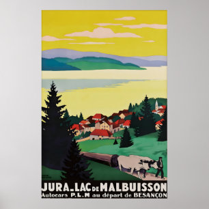 Affiche de voyage vintage Jura Lac de Malbuisson