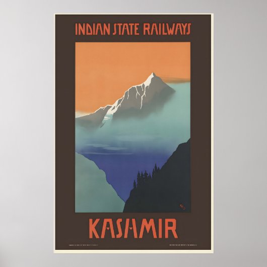 Affiche de voyage vintage Kashmir Inde (Devant)