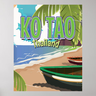 Affiche de voyage vintage Ko Tao Thaïlande