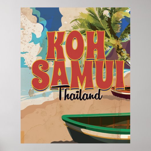 Affiche de voyage vintage Koh Samui, Thaïlande. (Devant)
