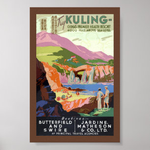 Affiche de voyage vintage Kuling Chine Restaurée