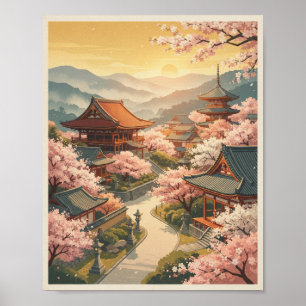 Affiche de voyage Vintage Kyoto Japon   Art mural 