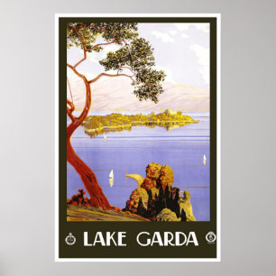 Affiche de voyage vintage Lac de Garde Italie
