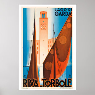 Affiche de voyage vintage Lac de Garde Riva Torbol