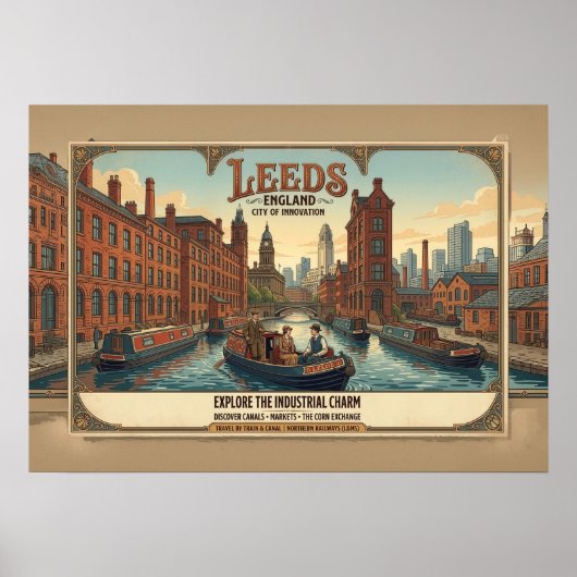 Affiche de voyage vintage Leeds Angleterre (Devant)