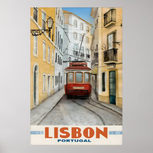 Affiche de voyage vintage Lisbonne Portugal