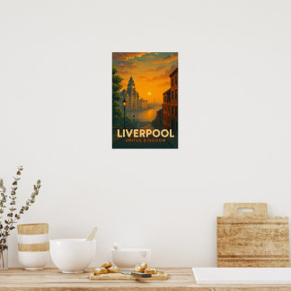 Affiche de voyage vintage Liverpool Angleterre