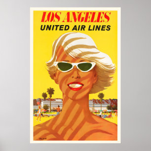 Affiche de voyage vintage Los Angeles LA États-Uni