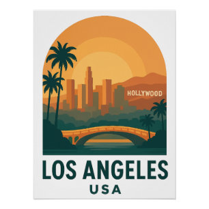 Affiche de voyage vintage Los Angeles – Rétro USA