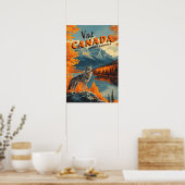 Affiche de voyage vintage Loup Canada (Cuisine)