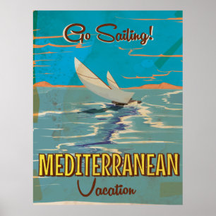 Affiche de voyage vintage méditerranéenne