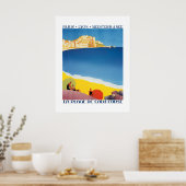 Affiche de voyage vintage mer Méditerranée plage (Cuisine)