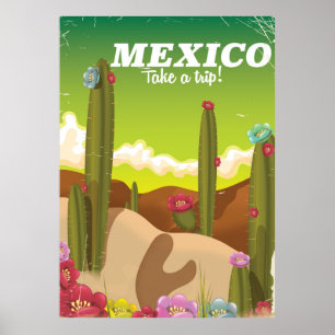 affiche de voyage vintage Mexique désert