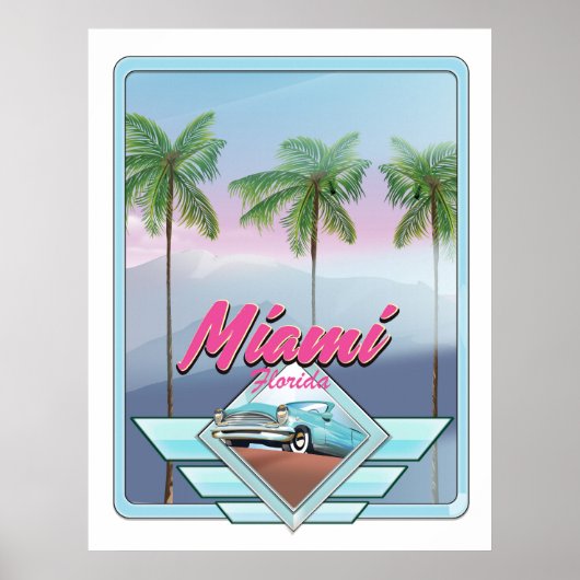 Affiche de voyage vintage Miami Floride (Devant)