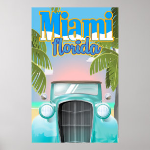 Affiche de voyage vintage Miami USA