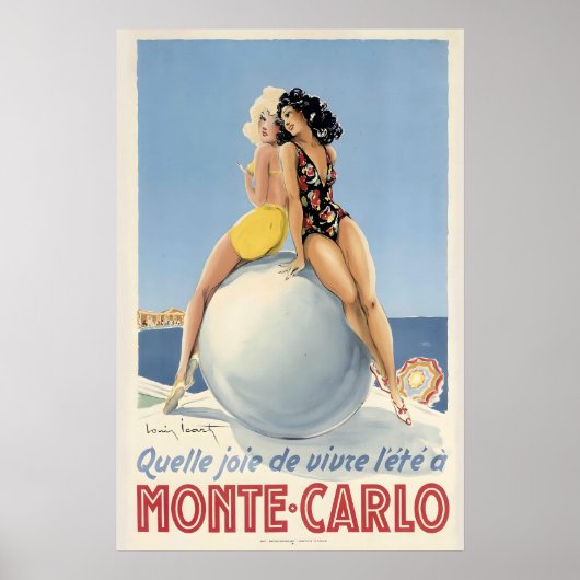 Affiche de voyage vintage Monte Carlo Monaco (Devant)