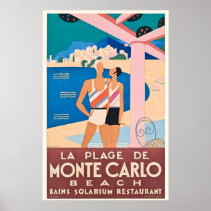 Affiche de voyage vintage Monte Carlo Monaco