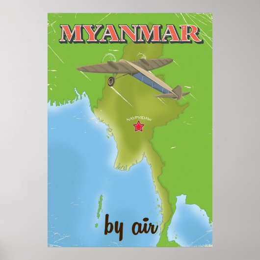 Affiche de voyage vintage Myanmar (Devant)