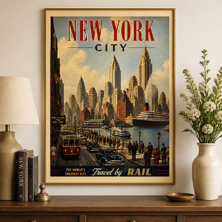 Affiche de voyage vintage New York City NY
