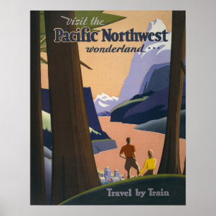 Affiche de voyage vintage Pacific Northwest 1925 T
