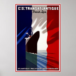 Affiche de voyage vintage paquebot français