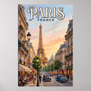 Affiche de voyage vintage Paris décoration murale