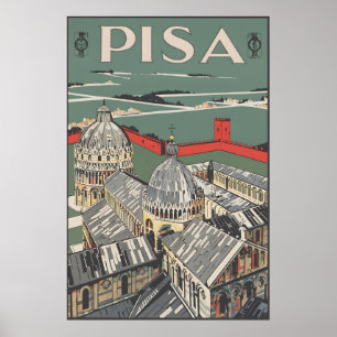 Affiche de voyage vintage Pise Italie Piazza dei