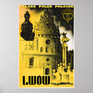 Affiche de voyage vintage Pologne Lwow Art mural r