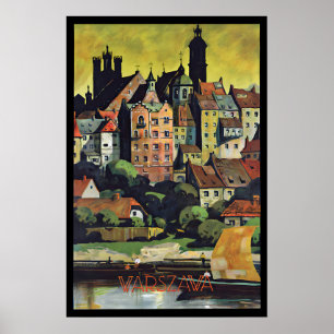 Affiche de voyage vintage Pologne - Varsovie d'ava