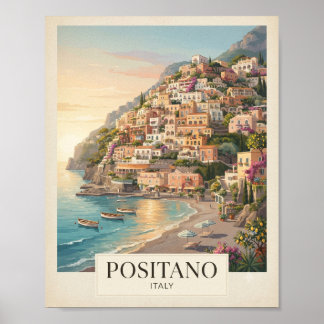 Affiche de voyage vintage Positano Italie