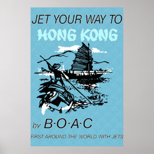 Affiche de voyage vintage pour Hong Kong