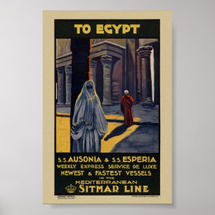 Affiche de voyage vintage pour l'Égypte 1928