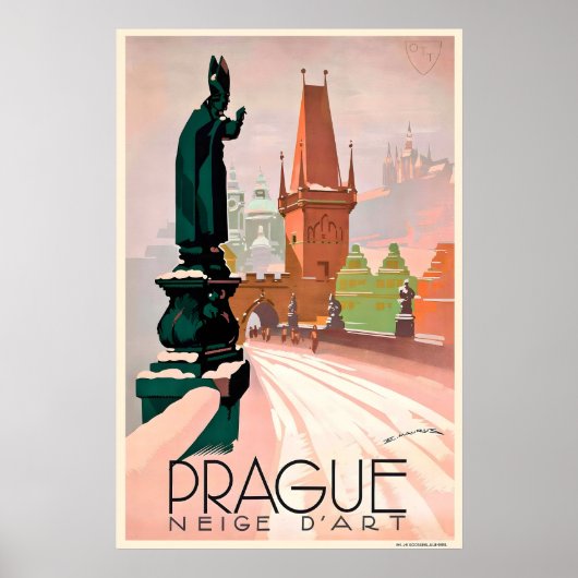 Affiche de voyage vintage Prague tchèque (Devant)