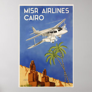 Affiche de voyage vintage Pyramides du Caire Égypt