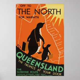 Affiche de voyage vintage Queensland Australie Bar