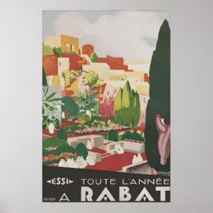 Affiche de voyage vintage Rabat Maroc Afrique du N